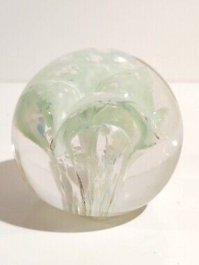 Vintage Handblown Glass Paperweight in Pale Green